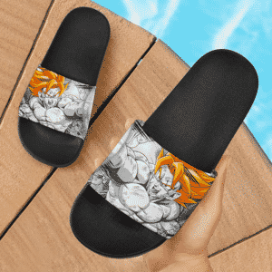 Dragon Ball Son Goku All Scarred Up Gray Cool Slide Sandals