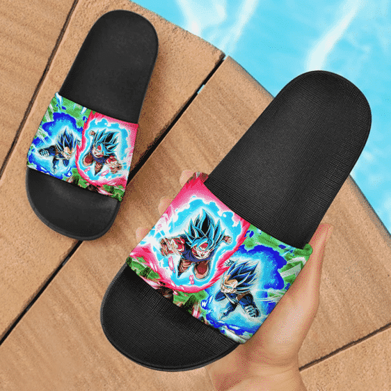 Dragon Ball Z Goku And Vegeta Super Saiyan Blue Attack Mode Slide Slippers