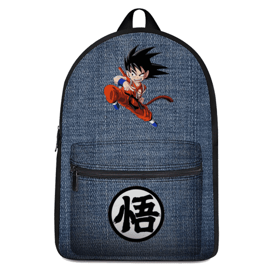 Dragon Ball Z Kid Goku Kanji Symbol Denim Style Backpack