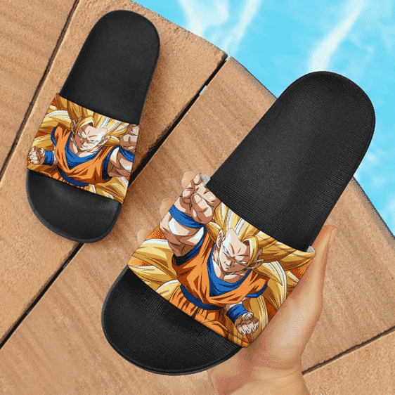 Dragon Ball Z Son Goku Super Saiyan 3 Closed Up Dope Slide Sandals