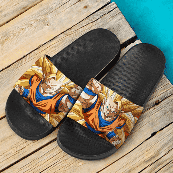 Dragon Ball Z Son Goku Super Saiyan 3 Closed Up Dope Slide Sandals