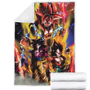 Dragon Ball GT Goku Vegeta Xeno Gogeta SSJ4 Awesome Fleece Blanket