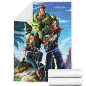 Dragon Ball Z Red Ribbon Army Android 16 17 18 Fleece Blanket