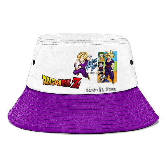 Dragon Ball Z SSJ 2 Gohan White Purple Powerful Bucket Hat