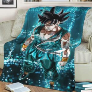 Dragon Ball Z Son Goku Blue Aura Powerful Cozy Blanket