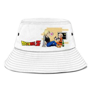 Krillin and Android 18 Dragon Ball Z White Cool Bucket Hat