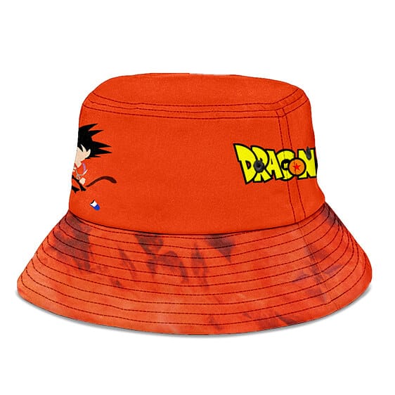 Orange Minimalist Tie Dye Kid Goku Dragon Ball Bucket Hat