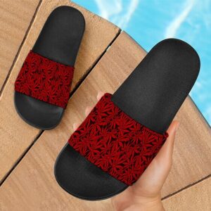 420 Marijuana Leaves Awesome Red Pattern Cool Slides Sandals