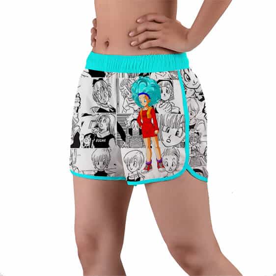 Adult Bulma Raw Comic Art Background DBZ Women's Beach Shorts