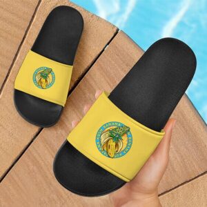 Banana Kush Marijuana Weed Strain Logo Yellow Slide Sandals
