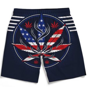 Marijuana Leaf American Flag Dope 420 Men's Beach Shorts