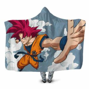 Dragon Ball Super Saiyan God Red Goku At Sky Hooded Blanket