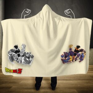 Dragon Ball Z Android 17 & 18 Colored And BW Hooded Blanket