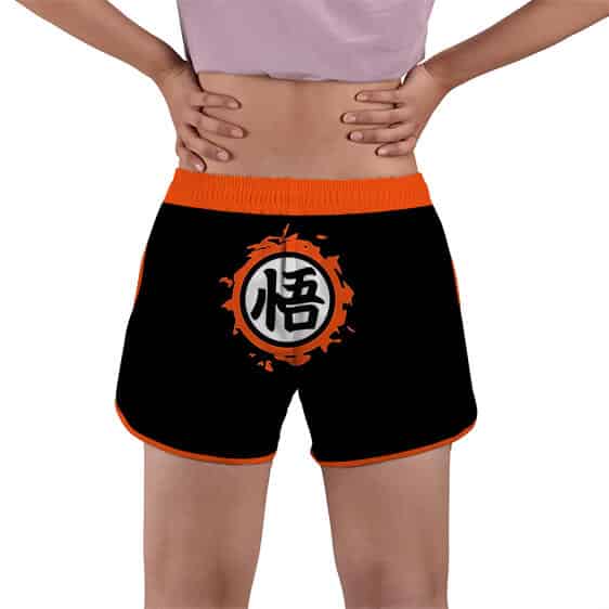Dragon Ball Z Goku Kanji Symbol Black Women's Beach Shorts