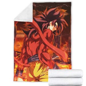 Dragon Ball Z Son Goku Super Saiyan 4 Fiery Red Throw Blanket