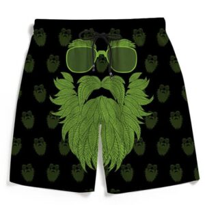 Gentleman Weed Beard Marijuana 420 Kush Black Beach Shorts