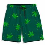 Green Cannabis Weed Pattern Minimal Art Marijuana Boardshorts