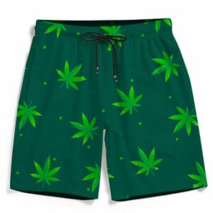 Green Cannabis Weed Pattern Minimal Art Marijuana Boardshorts