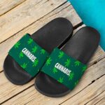 Green Cannabis Weed Pattern Art 420 Marijuana Slides Sandals
