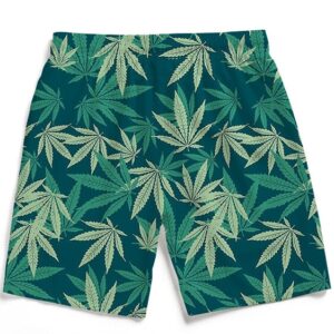 Hemp Leaves Marijuana Ganja Kush Elegant Men's Beach Shorts