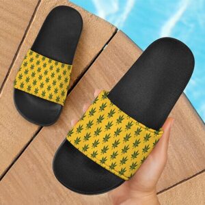 Marijuana 420 Weed Yellow Seamless Pattern Cool Slide Sandals