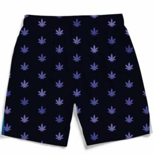 Beautiful Marijuana Leaf Pattern Navy Blue Men's Beach Shorts