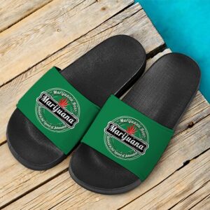 Marijuana Heineken Logo Spoof Green 420 Weed Slide Sandals