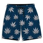 Cool Marijuana Leaves All Over Print Dark Blue Boardshorts