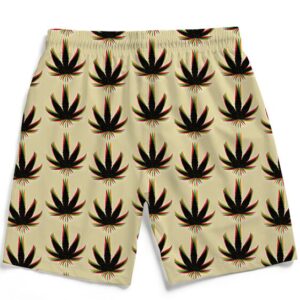 Amazing Marijuana Weed Trippy Colors Men's Beach Shorts