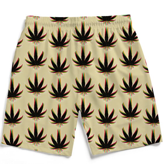Amazing Marijuana Weed Trippy Colors Men's Beach Shorts