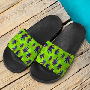 Neon Green Camouflage Weed Pattern Marijuana Slides Sandals