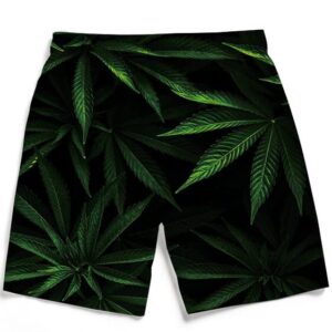 Realistic Mary Jane Weed 420 Kush Leaves Men's Beach Shorts