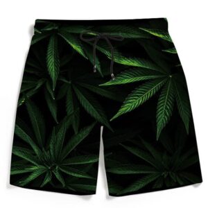 Realistic Mary Jane Weed 420 Kush Leaves Men's Beach Shorts