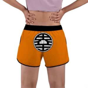 Son Goku And King Kai Kanji DBZ Orange Women's Beach Shorts
