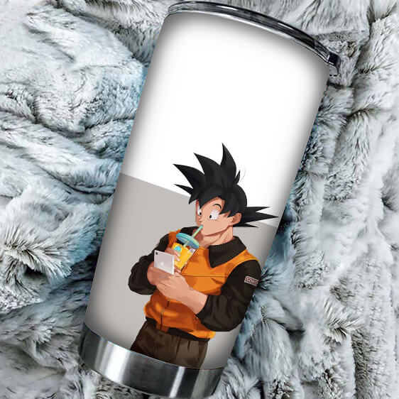 Son Goku Drinking Juice Casual Look Dragon Ball Z Tumbler - Saiyan Stuff