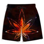 Tie Dye Marijuana Leaf Fire Effect 420 Marijuana Beach Shorts
