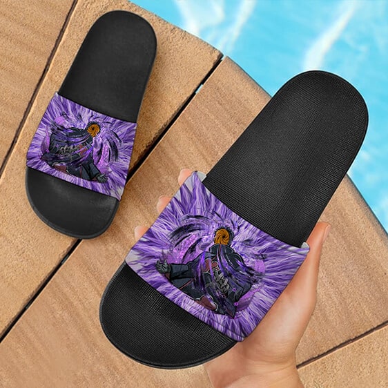 Tobi Masked Man Akatsuki Swirly Purple Art Slide Sandals