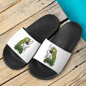 Trippy Unicorn Smoking Joint Awesome Cannabis Slide Sandals