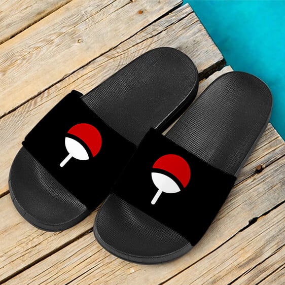 Uchiha Clan Symbol Black Minimalist Amazing Slide Sandals