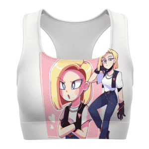 Android 18 Dragon Ball Z White Cool and Awesome Sports Bra