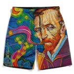Van Gogh Starry Night Smoking Bong Trippy Men's Beach Shorts