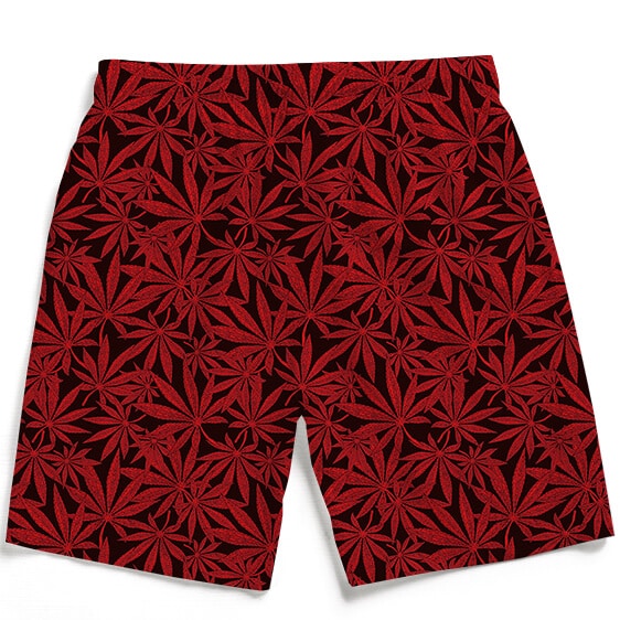 Cool Weed Marijuana Leaves Pattern Red Men's Boardshorts