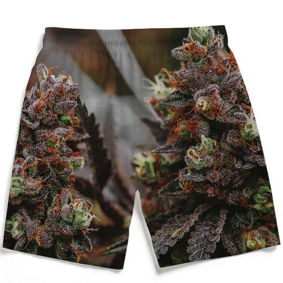 Realistic Marijuana Kush Nugs Full Print Men's Beach Shorts