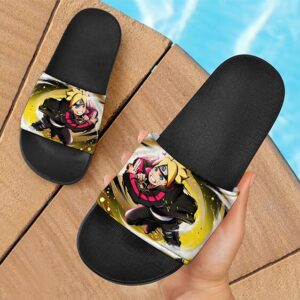 Young Boruto Uzumaki Yellow Artwork Slide Slippers