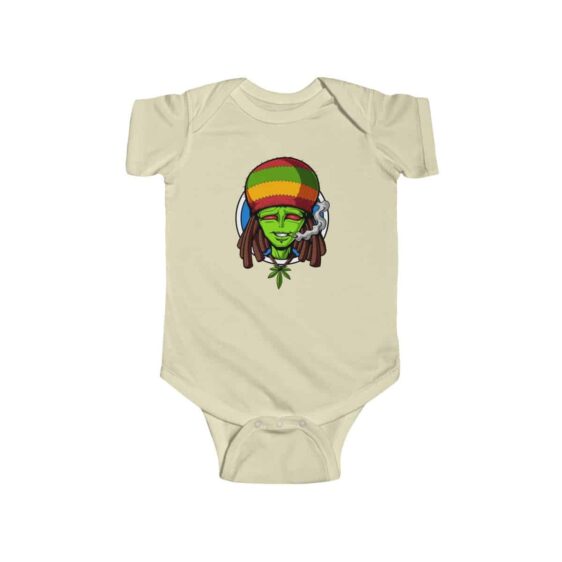 High Rasta Alien Smoking Weed Dope Marijuana Infant Onesie