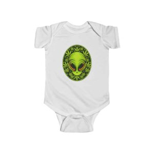 Stoned Alien Head With 420 Cannabis Leaves Cool Infant Onesie