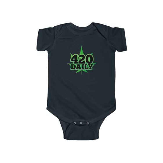 420 Daily Logo Green Marijuana Leaf Awesome Infant Romper