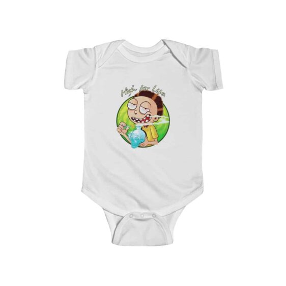 Rick and Morty High For Life Hitting Bong Weed Baby Onesie