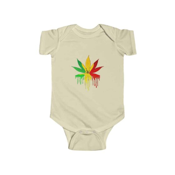 Rastafari Colored Marijuana Leaf Drip Dope 420 Baby Onesie