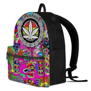 Cannabis Trippy City Doodle Vibrant Colors Dope Backpack